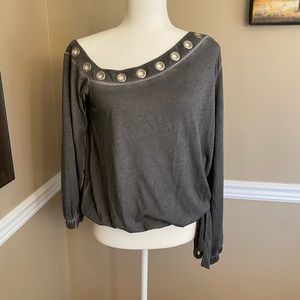 Long sleeve lightweight off the shoulder top